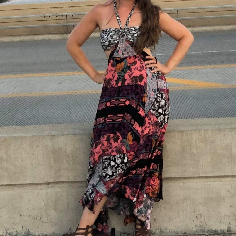 COPY - Free people size 8 gorgeous floral back cut out dress